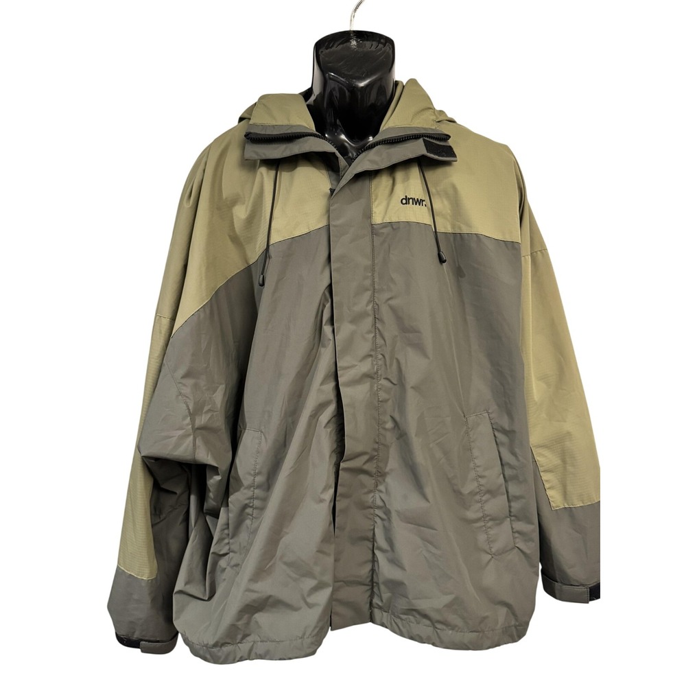 Zara Jacket Mens XL Green Hooded Full Zip Windbreaker Outdoor Dnwr Logo Hiking
